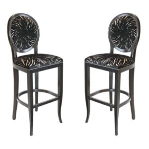 Adelaide Black Fabric Bar Stool In Pair