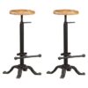 Aniya Natural Wooden Bar Stools With Steel Frame In A Pair