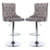 Antrim Silver Grey Velvet Fabric Bar Stools In Pair