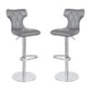 Ava Grey Leather Bar Stool In Pair