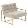 Azaltro Velvet Lounge Chair With Gold Steel Frame In Mink