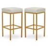 Baino White Leather Bar Stools With Gold Legs In A Pair