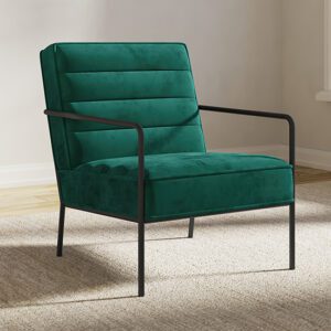 Barth Plush Velvet Accent Chair In Green With Black Legs