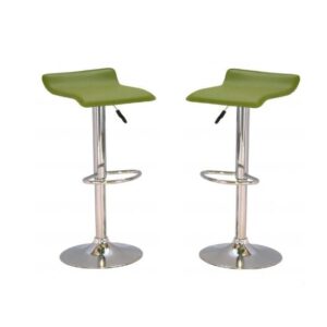 Belita Green PVC Bar Stools With Chrome Base In Pair