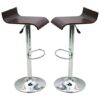 Belita Walnut Wooden Gas-Lift Bar Stools In Pair