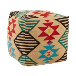 Cafenos Square Fabric Pouffe In Multicolor