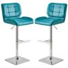 Candid Teal Faux Leather Bar Stools With Chrome Base In Pair