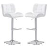 Candid White Faux Leather Bar Stools With Chrome Base In Pair
