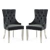 Cankaya Black Velvet Accent Chairs With Silver Legs In Pair