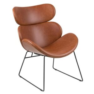 Carazo PU Leather Lounge Chair With Black Frame In Brown