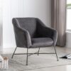 Cleo Fabric Accent Chair In Cinder With Black Metal Legs