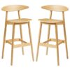 Clynnog Natural Oak Wooden Bar Stools In Pair