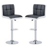 Copez Black And White Faux Leather Bar Stools In Pair