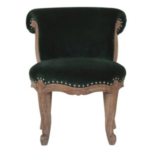 Cuzco Velvet Accent Chair In Emerald Green And Sunbleach