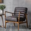 Datsun Leather Bedroom Armchair In Antique Ebony