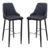 Divina Charcoal Fabric Upholstered Bar Stools In Pair