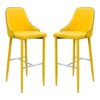 Divina Yellow Fabric Upholstered Bar Stools In Pair