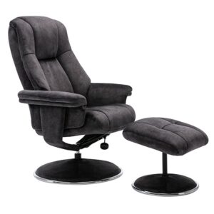 Dollis Fabric Swivel Recliner Chair And Footstool In Liquorice