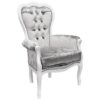 Erela Three Arc Silver Crush Fabric Lounge Chair In White