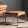 Fabien Velvet Footstool In Ochre With Metal Legs