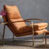 Fabien Velvet Lounge Chaise Chair In Ochre