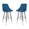 Fiona Blue Fabric Bar Stool In Pair