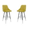 Fiona Yellow Fabric Bar Stool In Pair