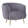 Florino Upholstered Velvet Armchair With Gold Legs In Grey