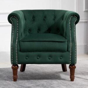 Freia Fabric Accent Chair In Green