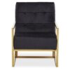 Hanna Velvet Lounge Chair With Gold Frame In Black