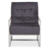 Hanna Velvet Lounge Chair With Silver Frame In Grey
