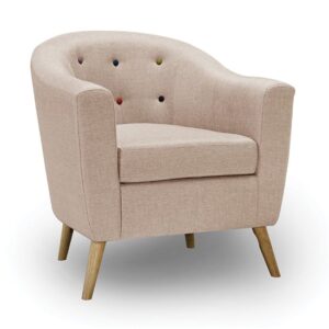 Huston Upholstered Linen Fabric Armchair In Beige