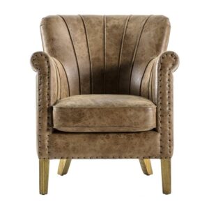 Hickok Upholstered Leather Armchair In Brown