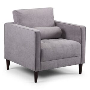 Herbart Plush Velvet Armchair In Grey