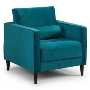 Herbart Plush Velvet Armchair In Teal