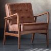 Humber Real Leather Armchair In Vintage Brown