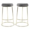 Intercrus Grey Velvet Bar Stools With Gold Frame In A Pair