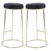 Intercrus Tall Black Velvet Bar Stools With Gold Frame In A Pair