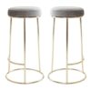 Intercrus Tall Grey Velvet Bar Stools With Gold Frame In A Pair