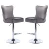 Jemona Dark Grey Velvet Bar Stools In Pair