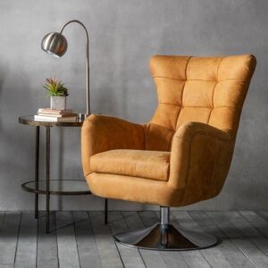 Jester Leather Lounge Chair With Swivel Base In Saddle Tan