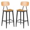 Jona Ply Oak Wooden Bar Stools In Pair