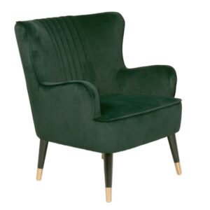 Juke Velvet Accent Chair With Black Wooden Legs In Green
