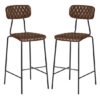 Kelso Vintage Brown Faux Leather Bar Stools In Pair