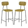 Kelso Vintage Gold Faux Leather Bar Stools In Pair