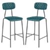 Kelso Vintage Teal Faux Leather Bar Stools In Pair