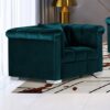 Kenosha Malta Plush Velour Fabric Armchair In Emerald