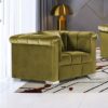 Kenosha Malta Plush Velour Fabric Armchair In Grass