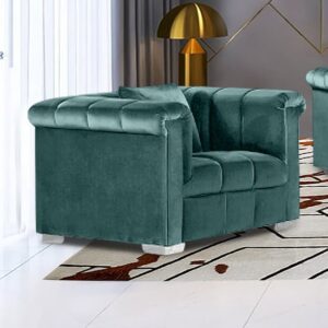 Kenosha Malta Plush Velour Fabric Armchair In Seaspray