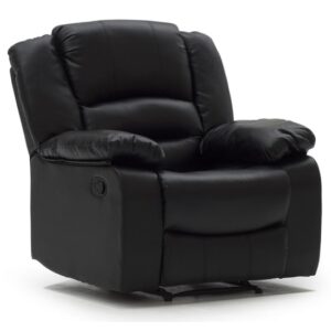 Barletta Upholstered Recliner Leather Armchair In Black